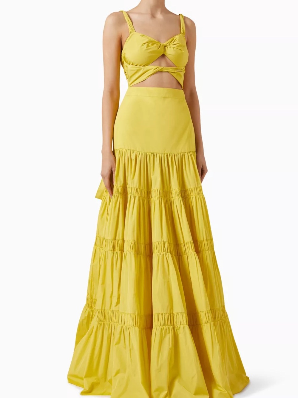 Alexis Bright Yellow Tiered Maxi Skirt